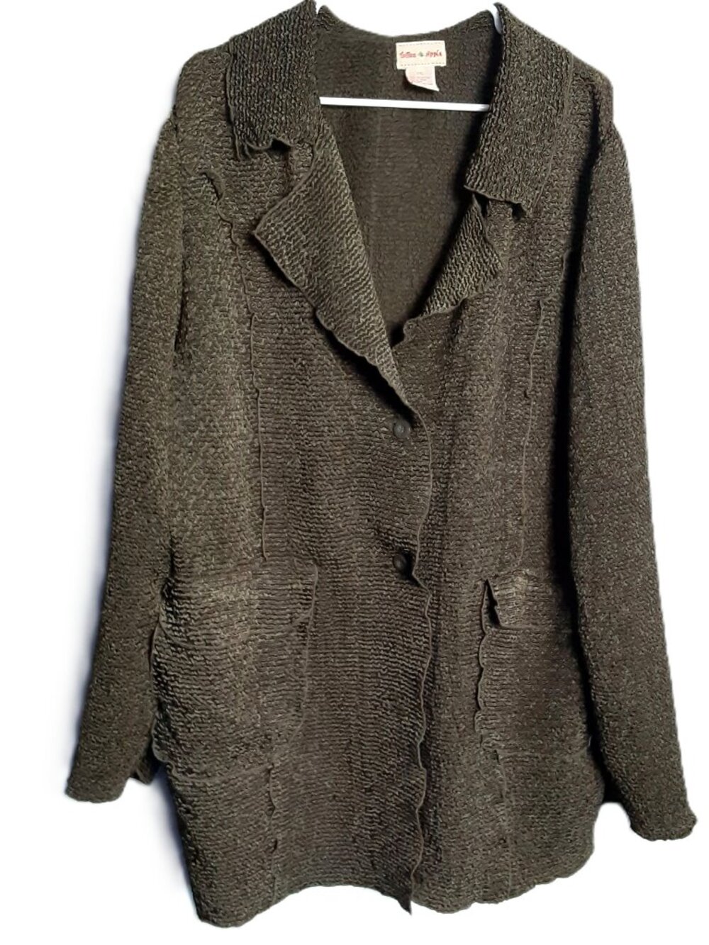 Toffee Apple Cardigan Size XXL Dark Green Lightweight Pockets Button Closure